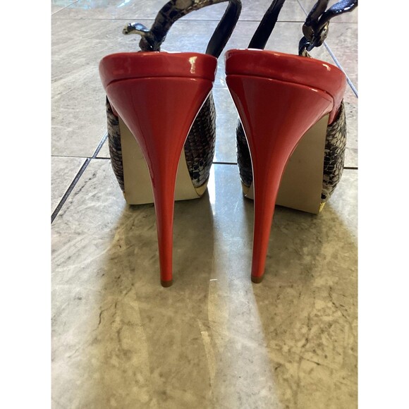 ALDO Shoes Womens Size EU 38 Snake Print Platform Slingback Peep Toe Stiletto - Picture 4 of 7